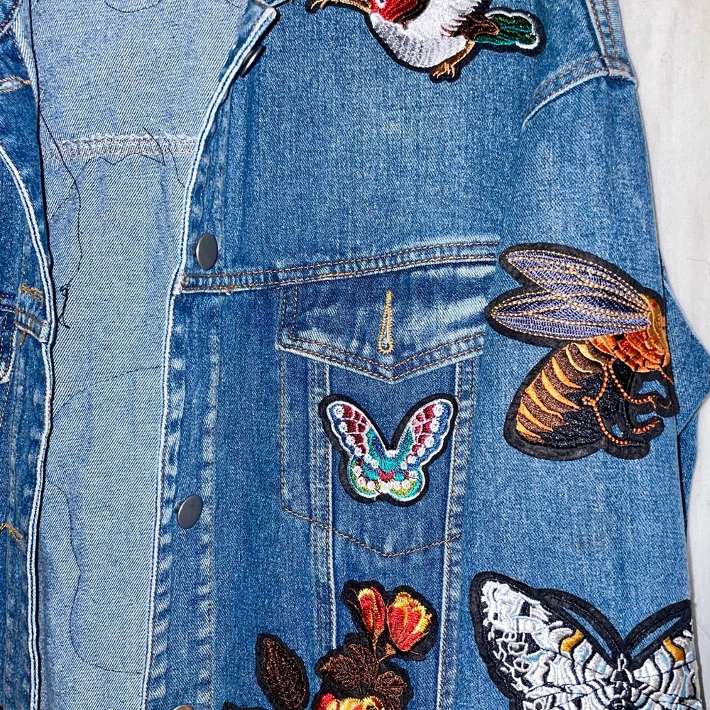 Oversized Patchwork Denim Jacket With Patches On … - image 5
